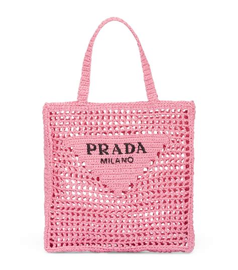 pink crochet prada bag|Prada small crochet tote bag.